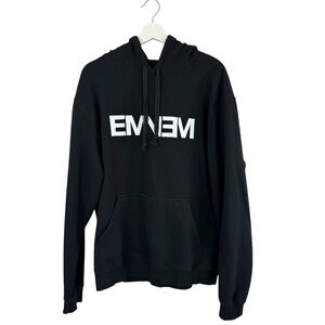Eminem Rapper Black Hoodie Sweatshirt With Spellout Logo Size XL Hip Hop Rap